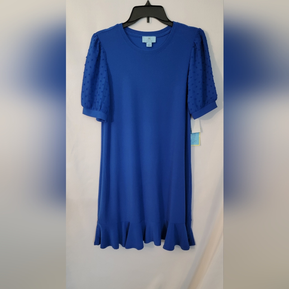 NWT CeCe Blue Dress with Ruffle Hem Size S